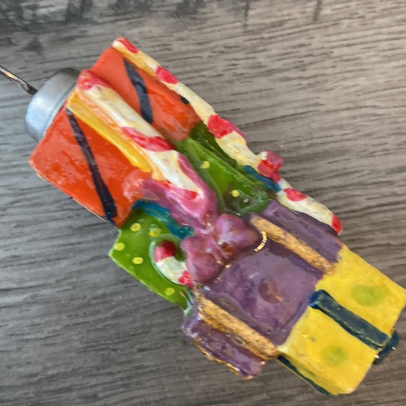 Vintage Christmas 4 piece porcelain handle cheese server - Picture 9 of 10